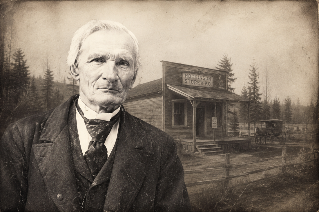 Heritage illustration inspired by Ambrosius Hokanson and Hockinson's early post office and store history