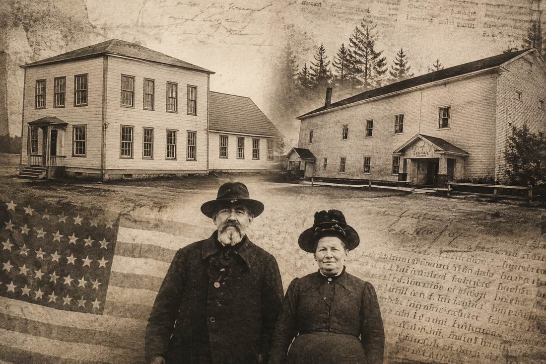 Period-style illustration representing how rural Hockinson may have looked during its early community era