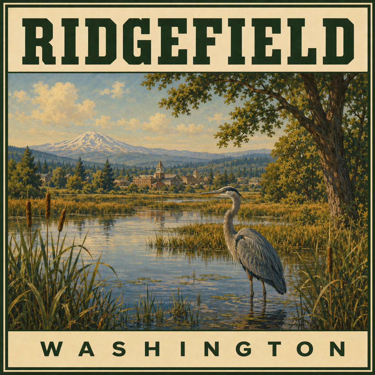 Ridgefield WA retro crane Pacific Northwest hometown shirt