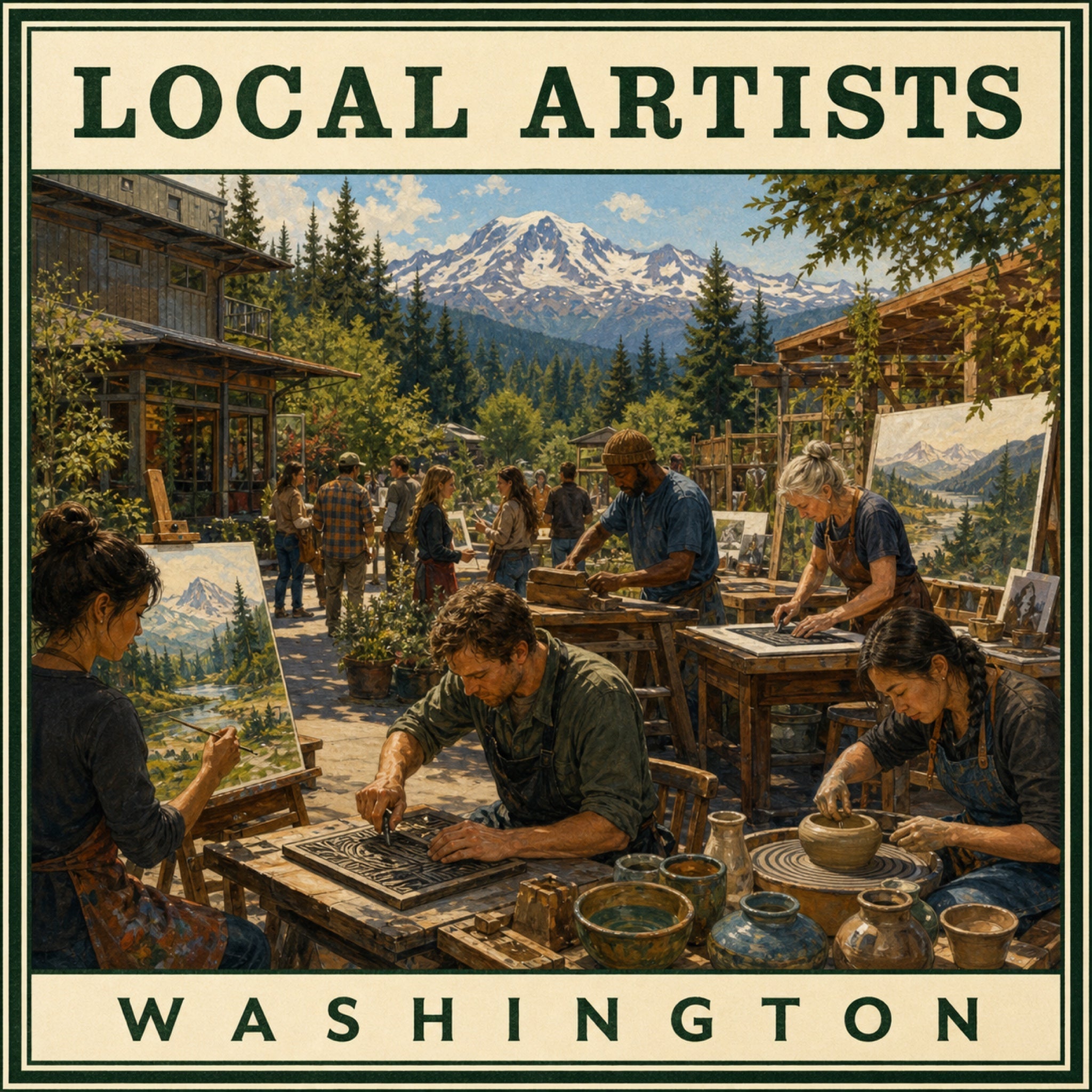 Local Artists Washington vintage travel poster