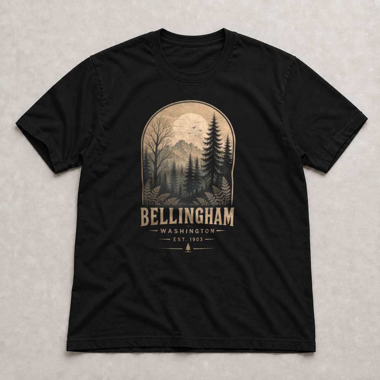 Front print view of Bellingham WA Forest Shirt