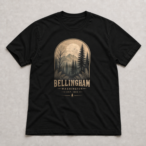 Front print view of Bellingham WA Forest Shirt