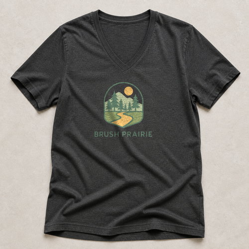 Front print view of Brush Prairie V-Neck T-Shirt