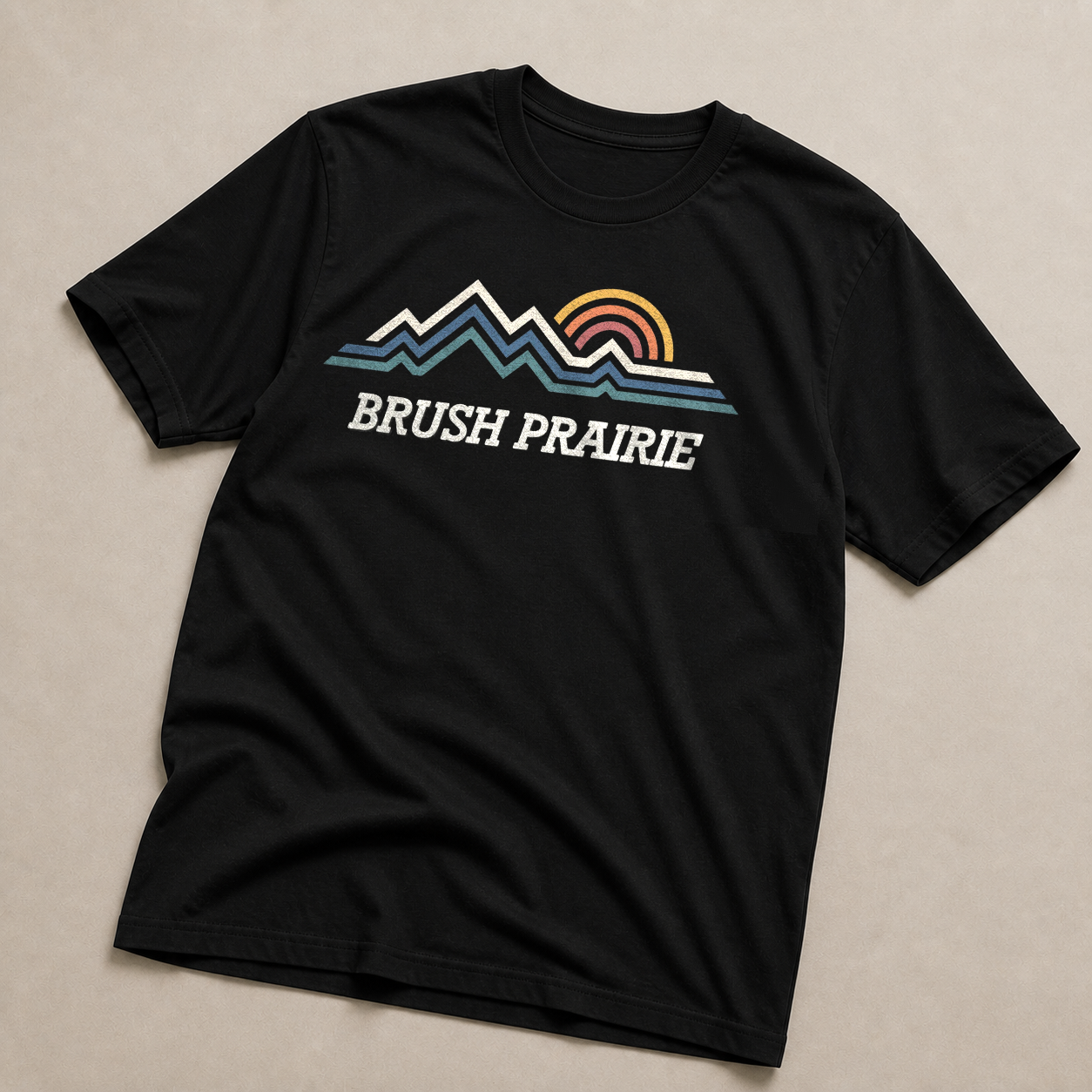 Front print view of Brush Prairie Washington Retro Shirt