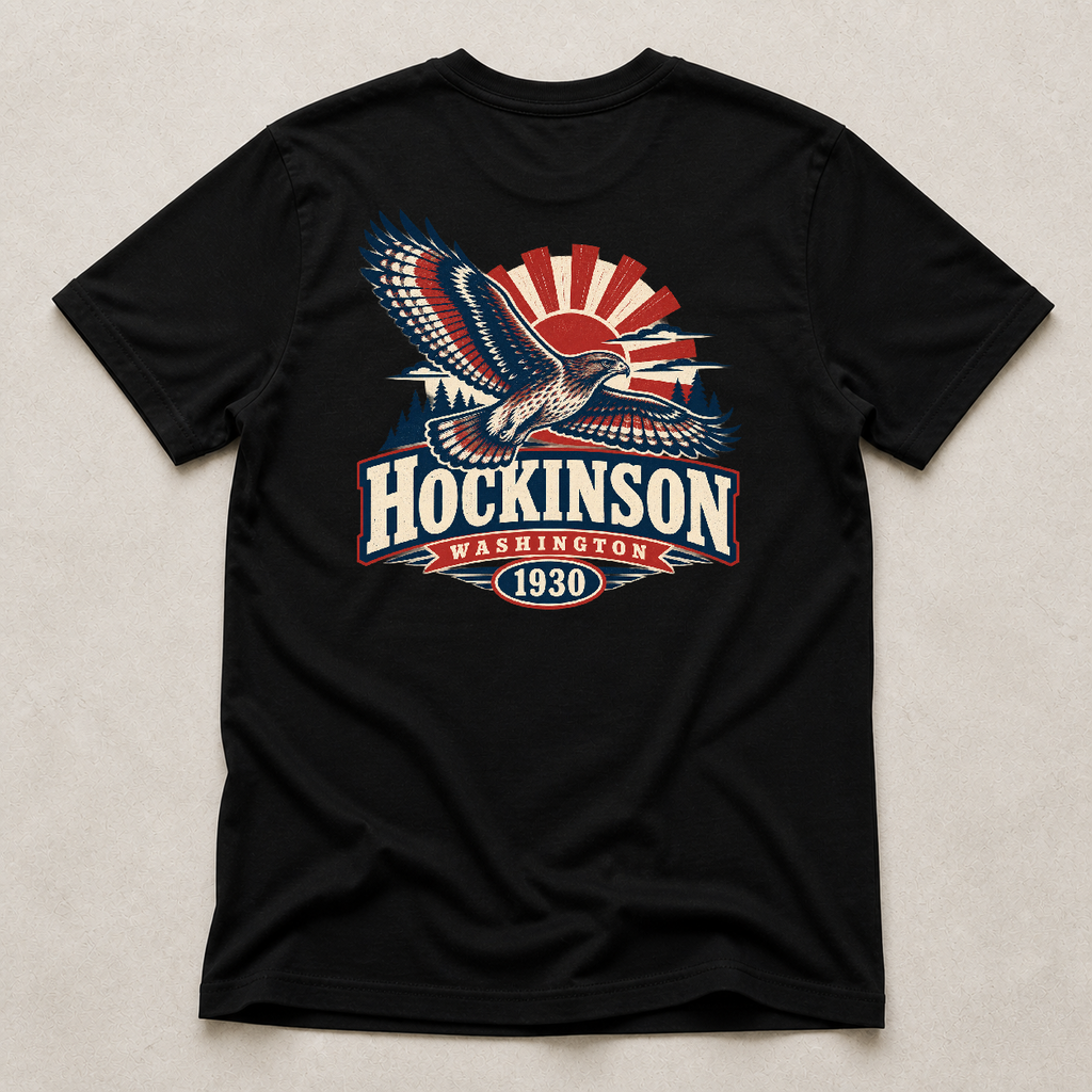 Back print view of Hockinson WA 1930 Heritage Series T-Shirt