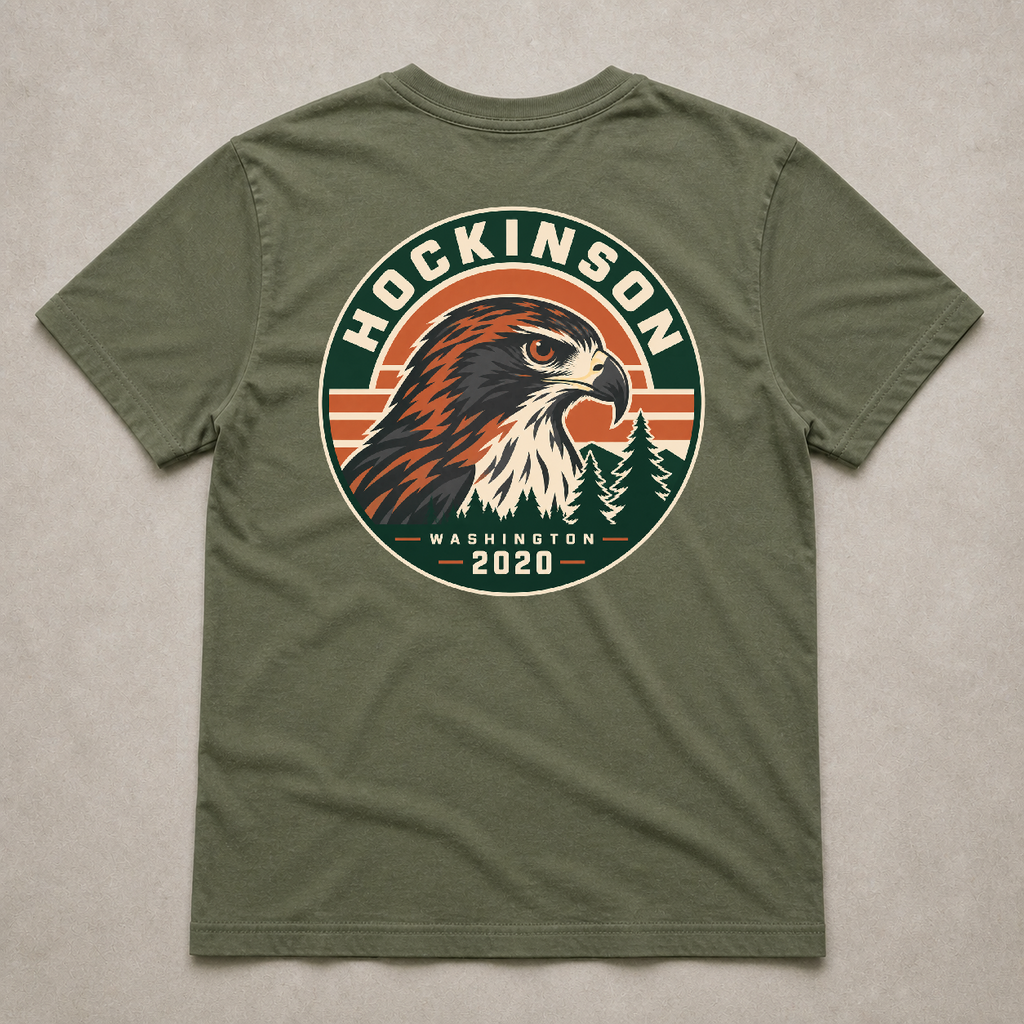 Back print view of Hockinson WA 2020 Heritage Series T-Shirt