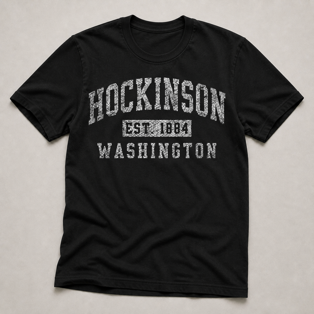 Front print view of Hockinson WA EST. 1884 Shirt