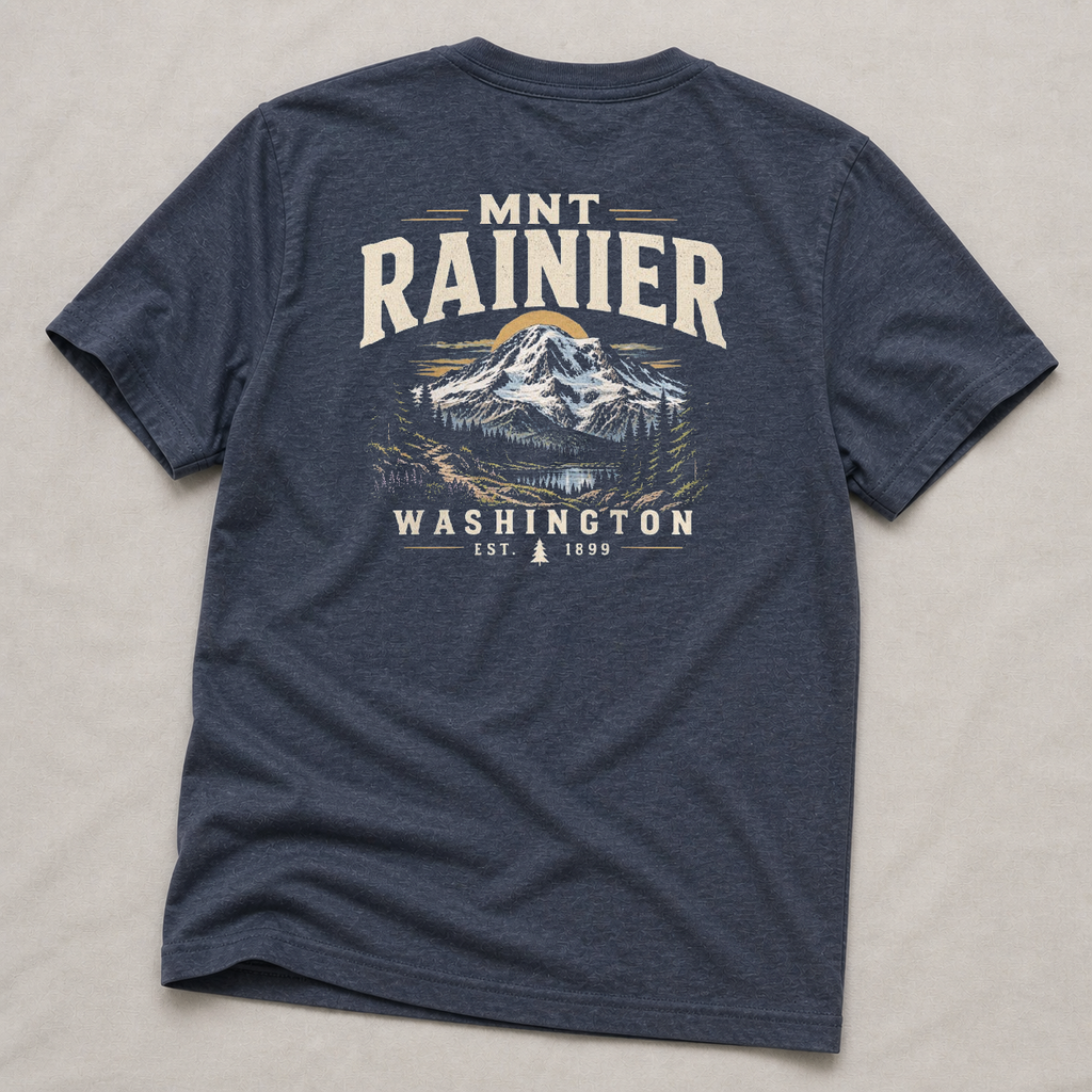 Back print view of Mt. Rainier Mountain Collection Tee