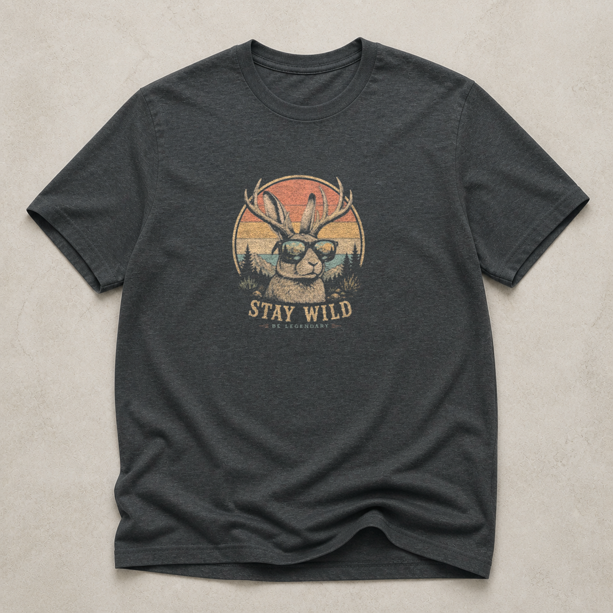 Front print view of Stay Wild Jackalope Shirt