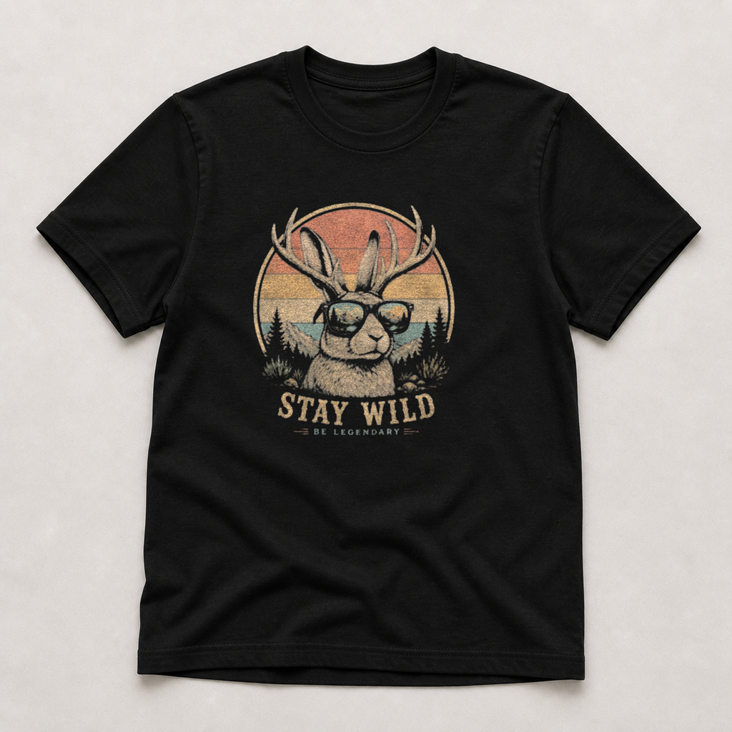 Front print view of Stay Wild Jackalope Toddler T-Shirt