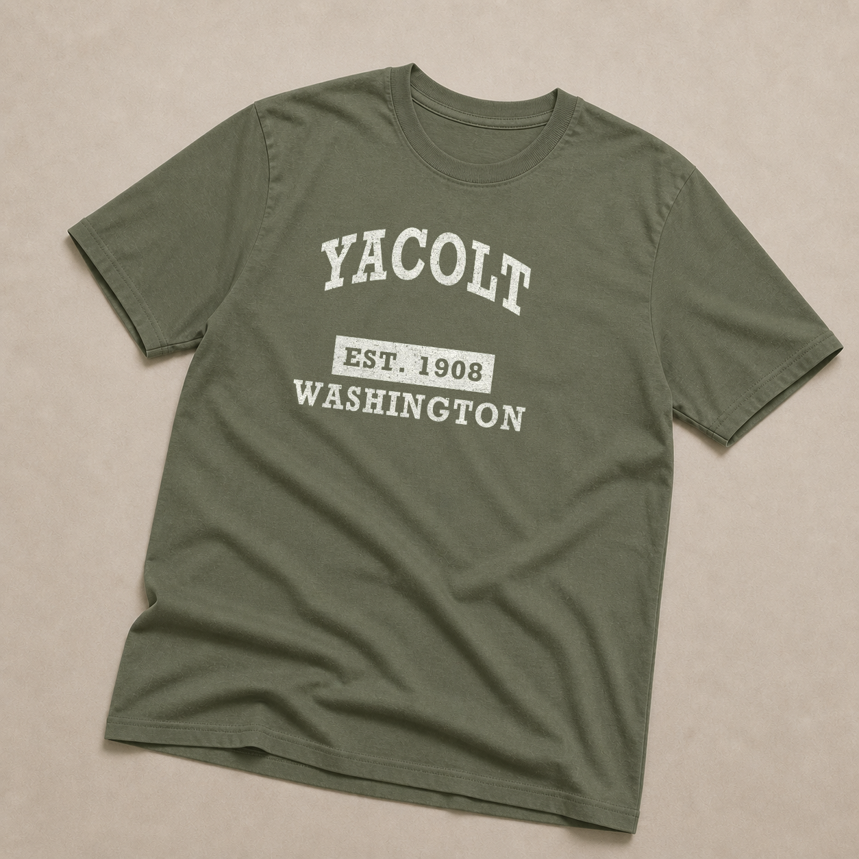 Front print view of Yacolt WA EST. 1908 Vintage Unisex Shirt