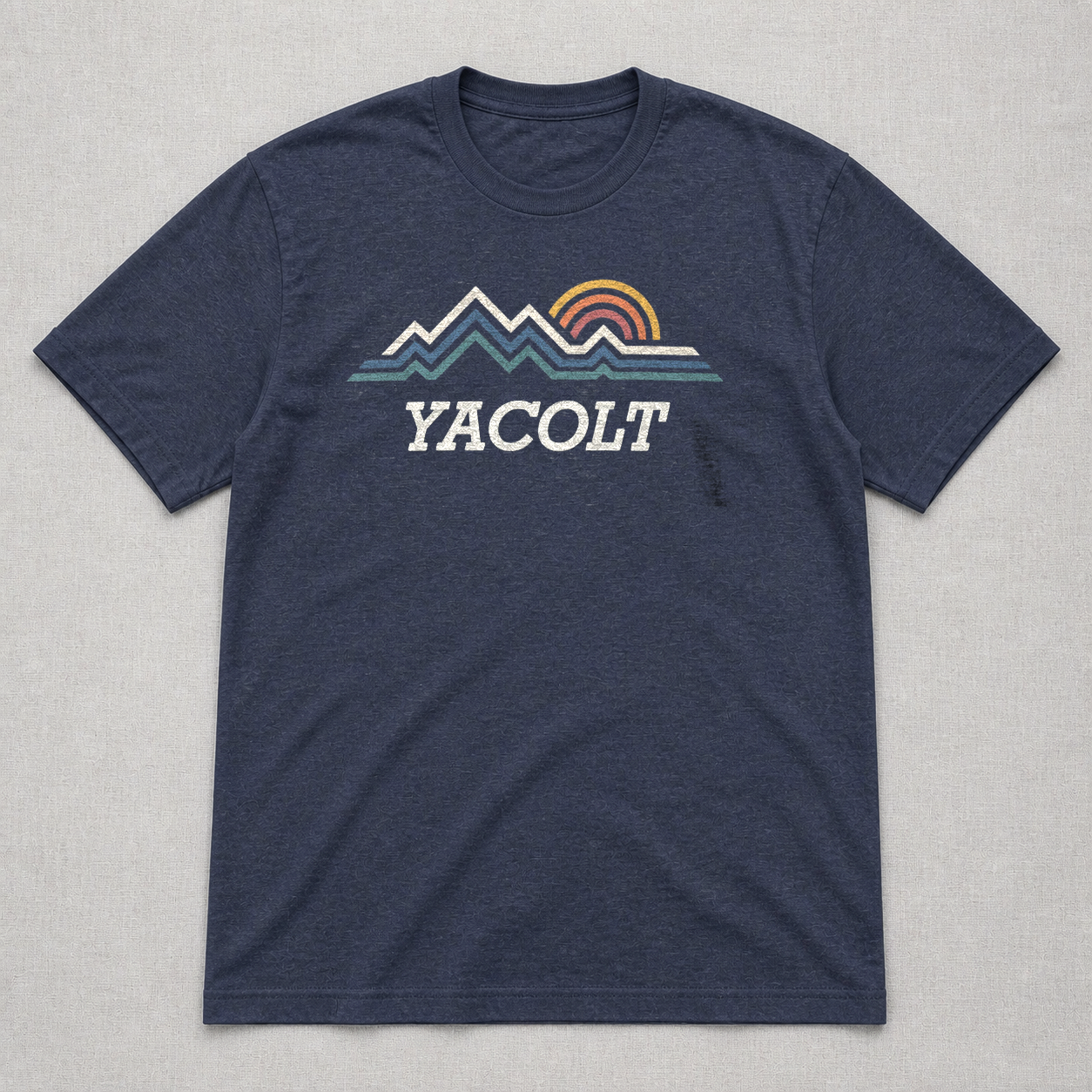 Front print view of Yacolt WA Retro Mountain Sun Unisex Shirt