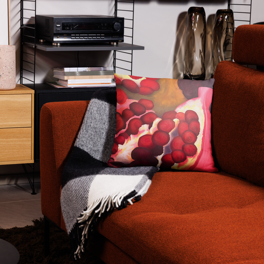 The Pomegranate Canvas Painting Pillow | Original Artwork by Juliette