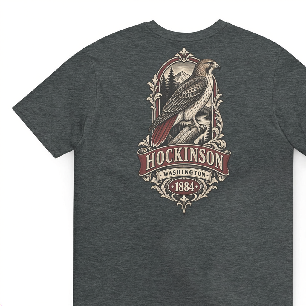 Back print photograph of Hockinson WA 1884 Heritage Series T-Shirt