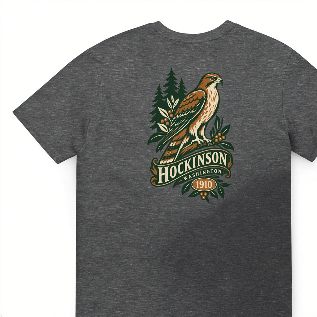 Back print photograph of Hockinson WA 1910 Heritage Series T-Shirt