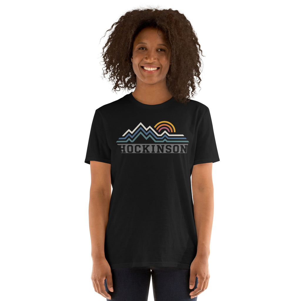 Hockinson WA retro mountain sun line art T-shirt