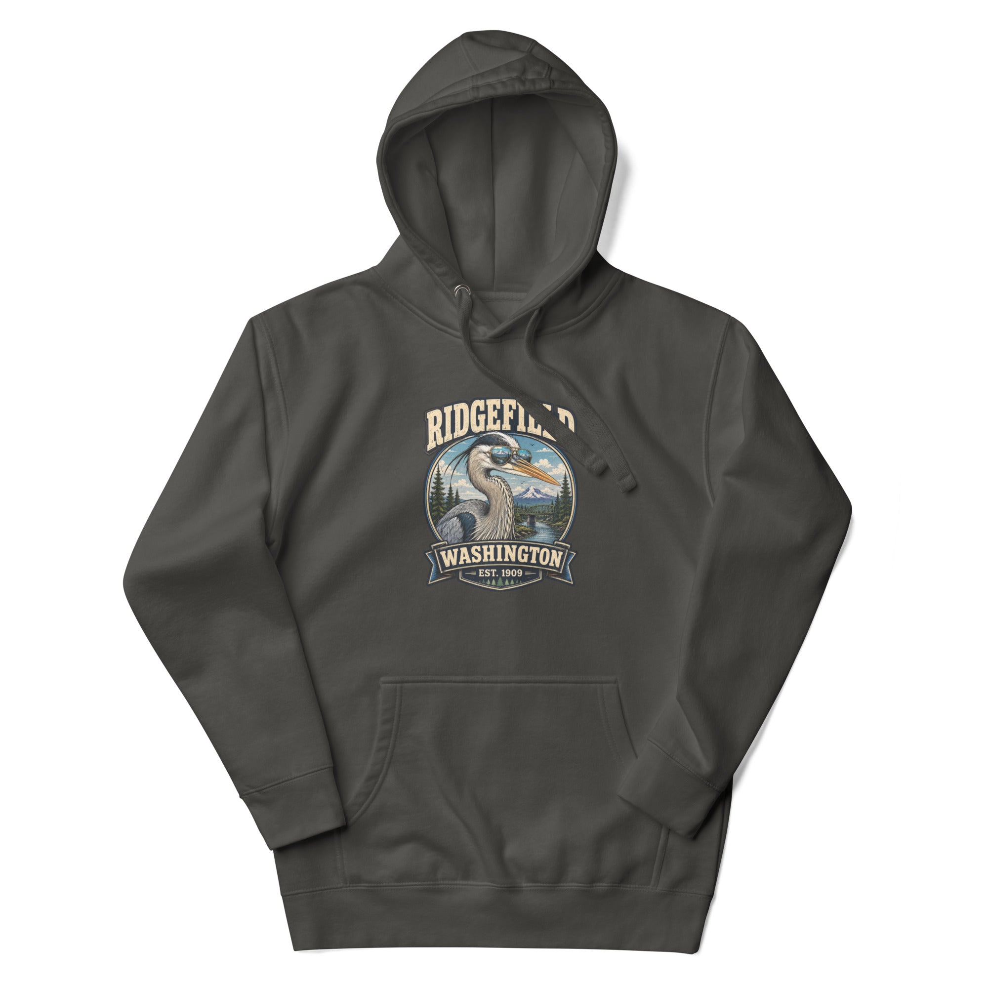 Ridgefield WA heron sunglasses retro wildlife hoodie