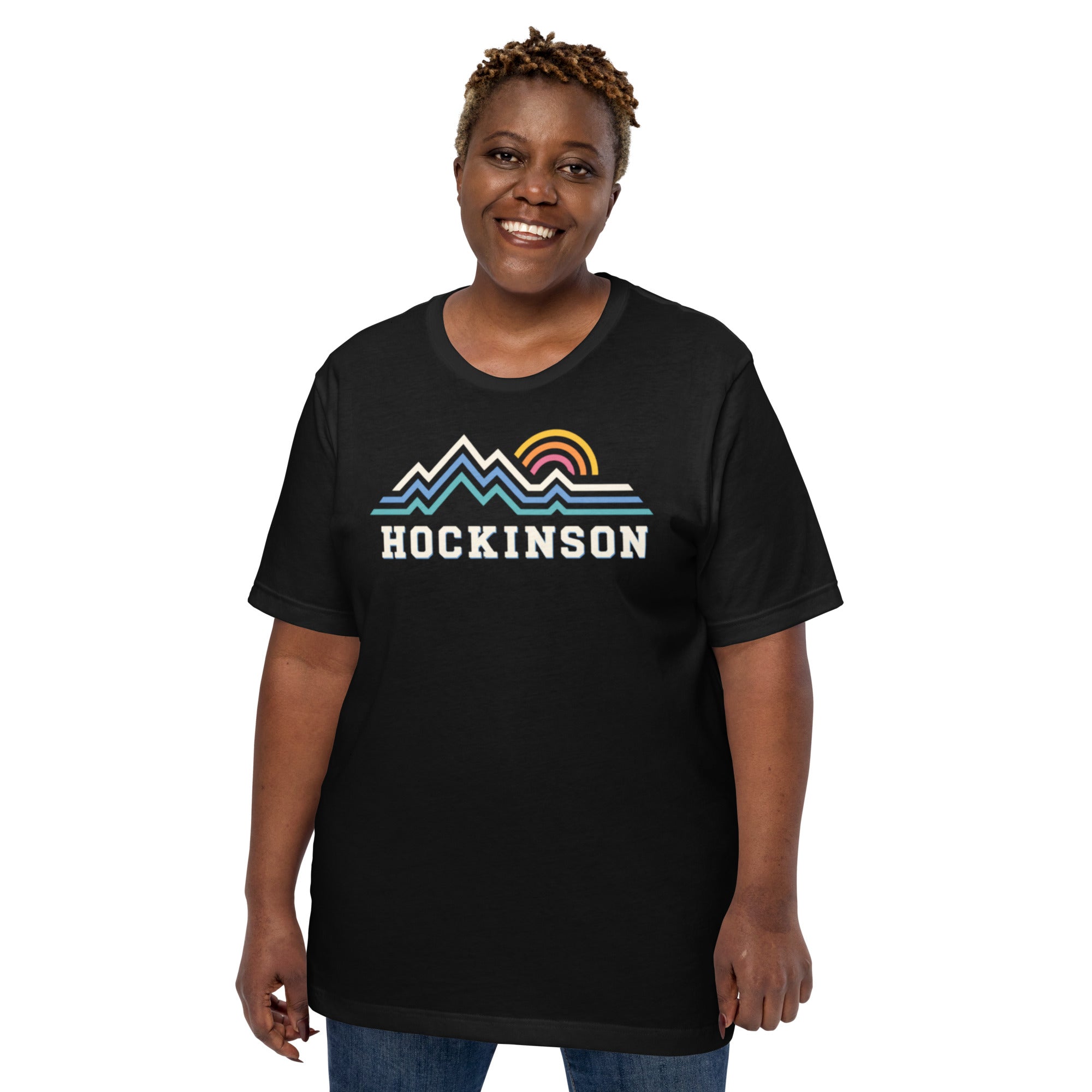 Women’s Hockinson WA retro mountain sun plus size tee